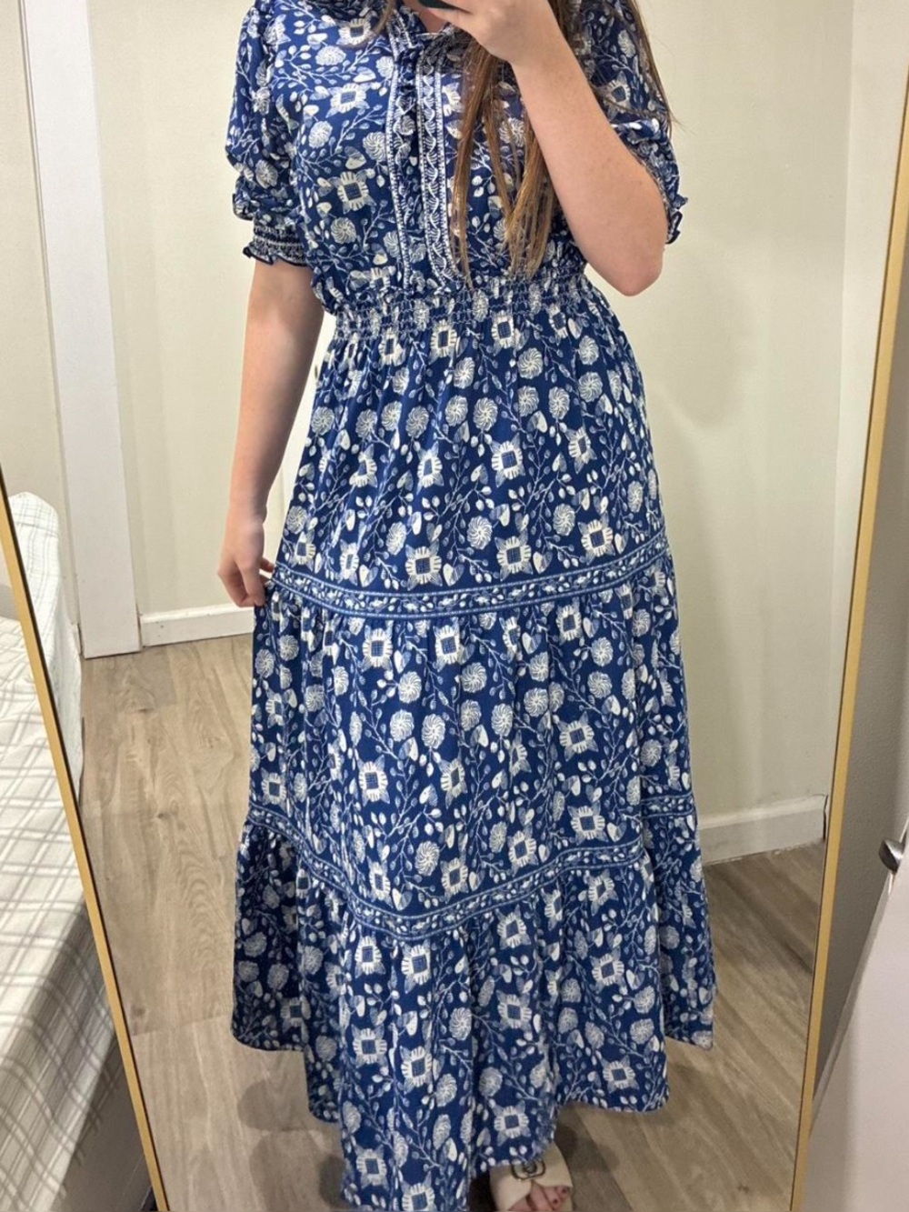 Max Studio Navy & White Floral Tiered Maxi Dress - Picture 3 of 3